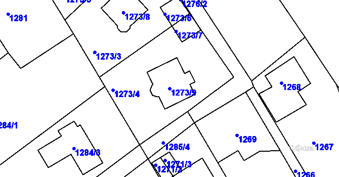Parcela st. 1273/9 v KÚ Vesec u Liberce, Katastrální mapa