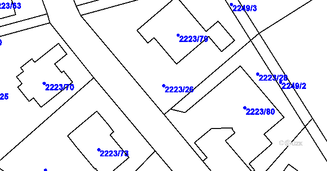 Parcela st. 2223/26 v KÚ Vesec u Liberce, Katastrální mapa