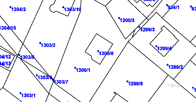 Parcela st. 1300/8 v KÚ Vesec u Liberce, Katastrální mapa