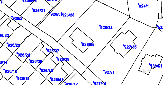 Parcela st. 926/35 v KÚ Vesec u Liberce, Katastrální mapa