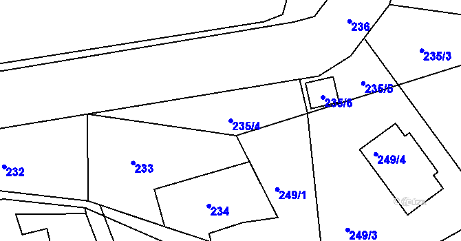 Parcela st. 235/4 v KÚ Vesec u Liberce, Katastrální mapa
