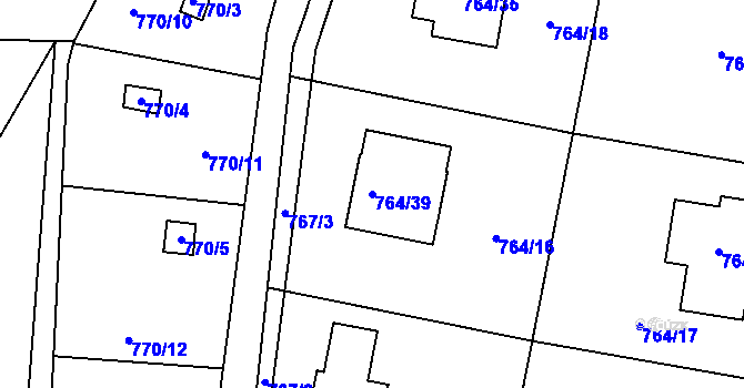 Parcela st. 764/39 v KÚ Vesec u Liberce, Katastrální mapa