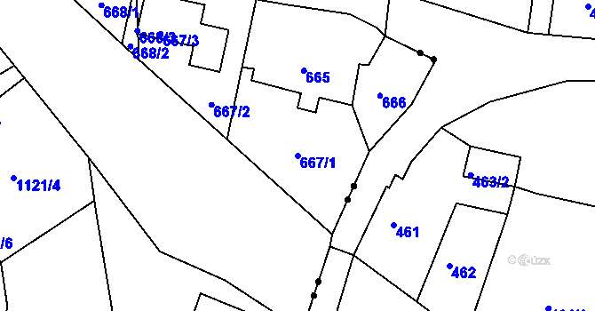 Parcela st. 667/1 v KÚ Vesec u Liberce, Katastrální mapa