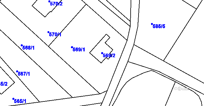Parcela st. 569/2 v KÚ Vesec u Liberce, Katastrální mapa