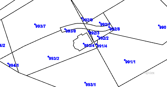 Parcela st. 993/4 v KÚ Vesec u Liberce, Katastrální mapa