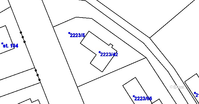 Parcela st. 2223/42 v KÚ Vesec u Liberce, Katastrální mapa