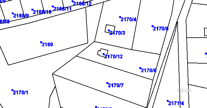 Parcela st. 2170/12 v KÚ Vesec u Liberce, Katastrální mapa