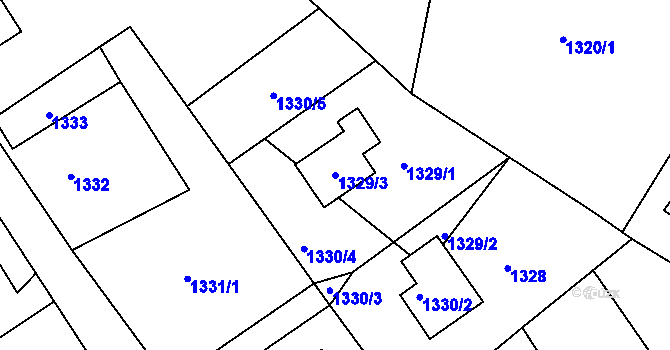 Parcela st. 1329/3 v KÚ Vesec u Liberce, Katastrální mapa