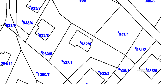 Parcela st. 932/4 v KÚ Vesec u Liberce, Katastrální mapa