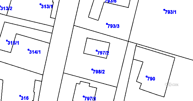 Parcela st. 797/2 v KÚ Vesec u Liberce, Katastrální mapa