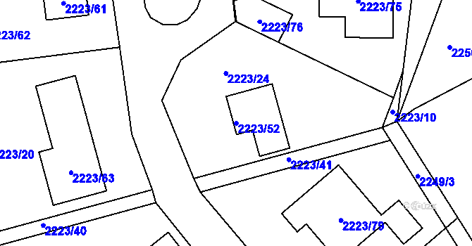 Parcela st. 2223/52 v KÚ Vesec u Liberce, Katastrální mapa
