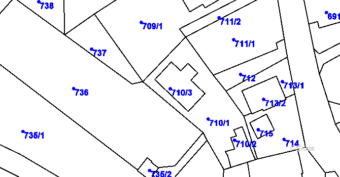 Parcela st. 710/3 v KÚ Vesec u Liberce, Katastrální mapa