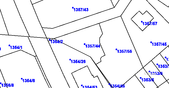 Parcela st. 1357/44 v KÚ Vesec u Liberce, Katastrální mapa