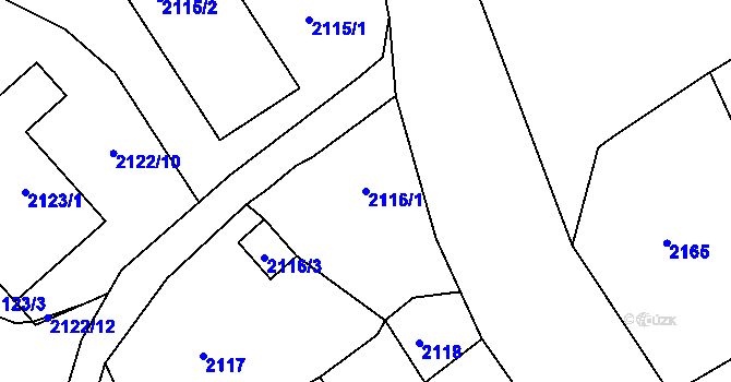 Parcela st. 2116/1 v KÚ Vesec u Liberce, Katastrální mapa