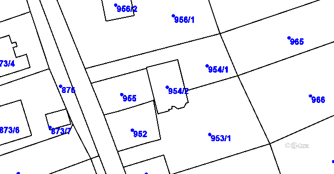 Parcela st. 954/2 v KÚ Vesec u Liberce, Katastrální mapa