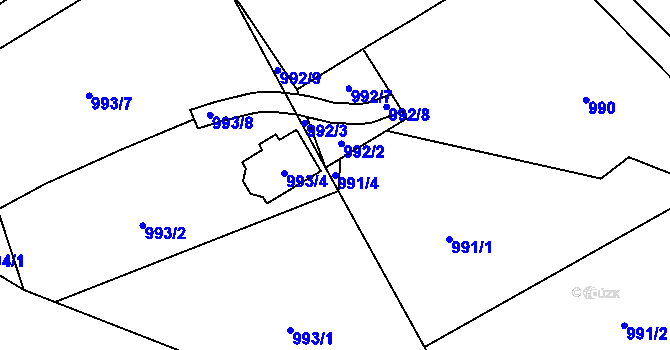 Parcela st. 991/4 v KÚ Vesec u Liberce, Katastrální mapa