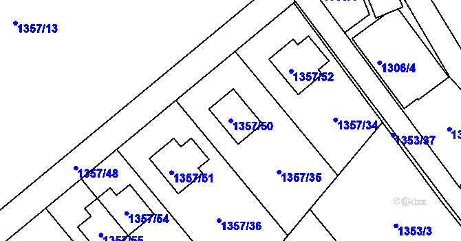 Parcela st. 1357/50 v KÚ Vesec u Liberce, Katastrální mapa