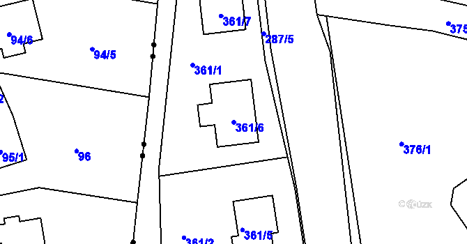Parcela st. 361/6 v KÚ Vesec u Liberce, Katastrální mapa