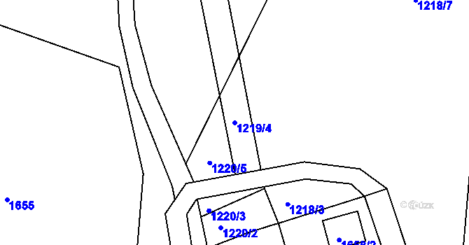 Parcela st. 1219/4 v KÚ Vesec u Liberce, Katastrální mapa