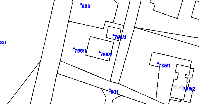 Parcela st. 799/2 v KÚ Vesec u Liberce, Katastrální mapa