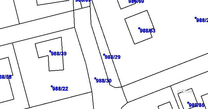 Parcela st. 988/29 v KÚ Vesec u Liberce, Katastrální mapa