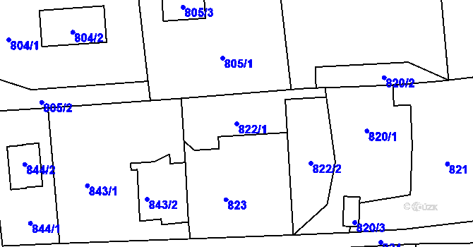 Parcela st. 822/1 v KÚ Vesec u Liberce, Katastrální mapa