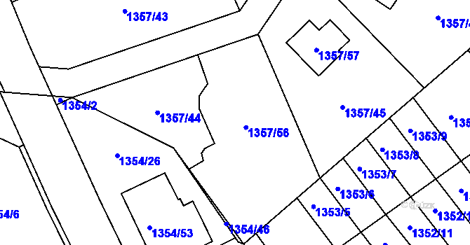 Parcela st. 1357/56 v KÚ Vesec u Liberce, Katastrální mapa