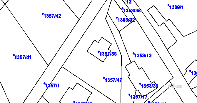 Parcela st. 1357/58 v KÚ Vesec u Liberce, Katastrální mapa