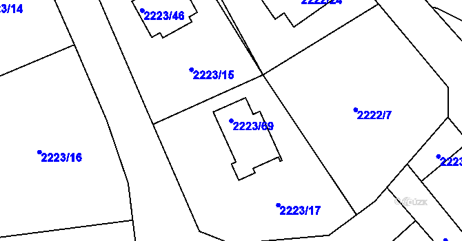 Parcela st. 2223/69 v KÚ Vesec u Liberce, Katastrální mapa