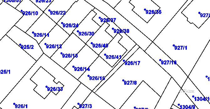 Parcela st. 926/41 v KÚ Vesec u Liberce, Katastrální mapa