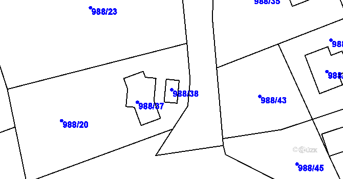 Parcela st. 988/38 v KÚ Vesec u Liberce, Katastrální mapa