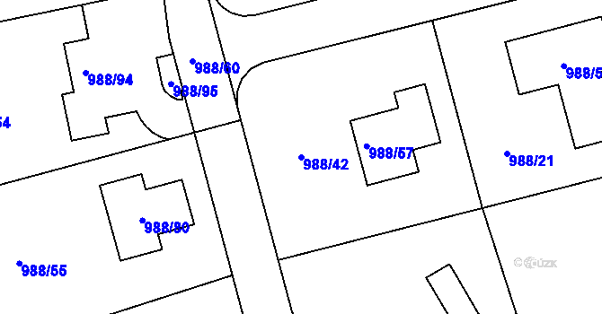 Parcela st. 988/42 v KÚ Vesec u Liberce, Katastrální mapa