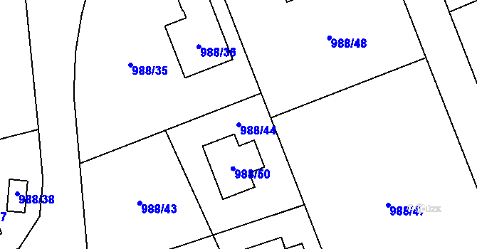 Parcela st. 988/44 v KÚ Vesec u Liberce, Katastrální mapa