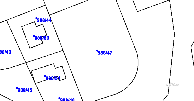 Parcela st. 988/47 v KÚ Vesec u Liberce, Katastrální mapa