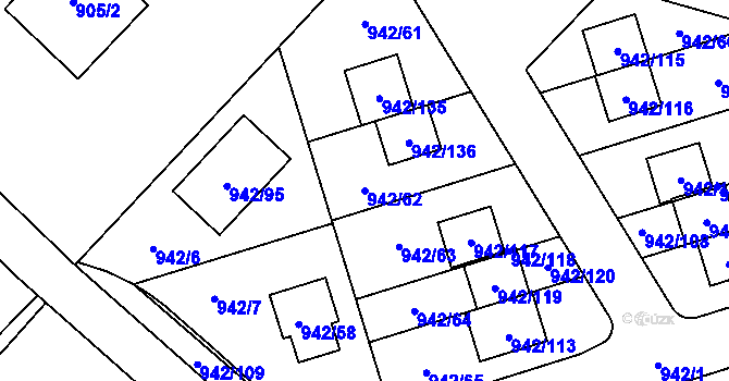 Parcela st. 942/62 v KÚ Vesec u Liberce, Katastrální mapa