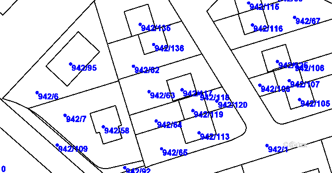 Parcela st. 942/63 v KÚ Vesec u Liberce, Katastrální mapa