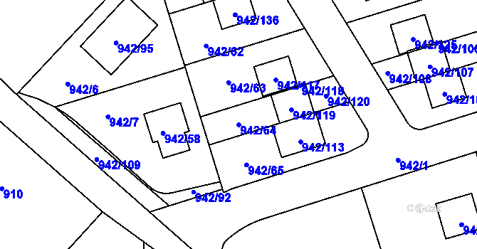Parcela st. 942/64 v KÚ Vesec u Liberce, Katastrální mapa