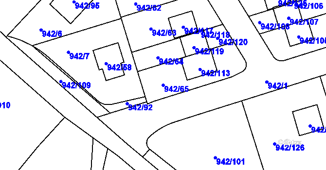 Parcela st. 942/65 v KÚ Vesec u Liberce, Katastrální mapa