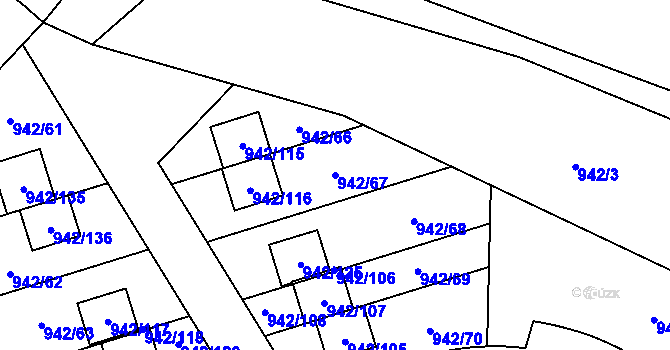 Parcela st. 942/67 v KÚ Vesec u Liberce, Katastrální mapa