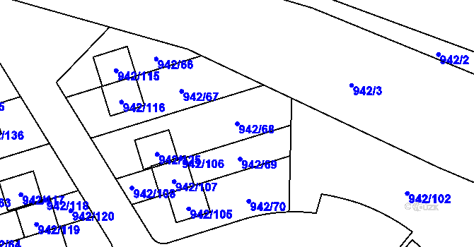 Parcela st. 942/68 v KÚ Vesec u Liberce, Katastrální mapa