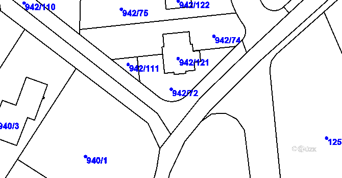 Parcela st. 942/72 v KÚ Vesec u Liberce, Katastrální mapa
