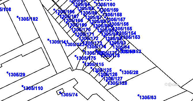 Parcela st. 1305/177 v KÚ Vesec u Liberce, Katastrální mapa
