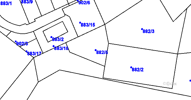 Parcela st. 882/5 v KÚ Vesec u Liberce, Katastrální mapa