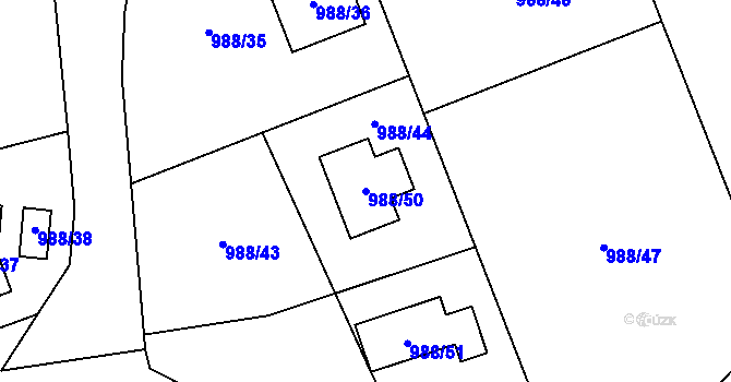 Parcela st. 988/50 v KÚ Vesec u Liberce, Katastrální mapa