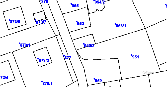 Parcela st. 953/2 v KÚ Vesec u Liberce, Katastrální mapa