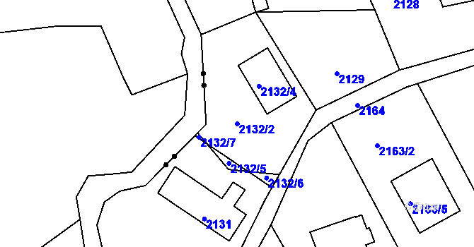 Parcela st. 2132/2 v KÚ Vesec u Liberce, Katastrální mapa