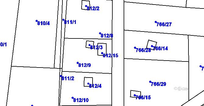 Parcela st. 812/15 v KÚ Vesec u Liberce, Katastrální mapa