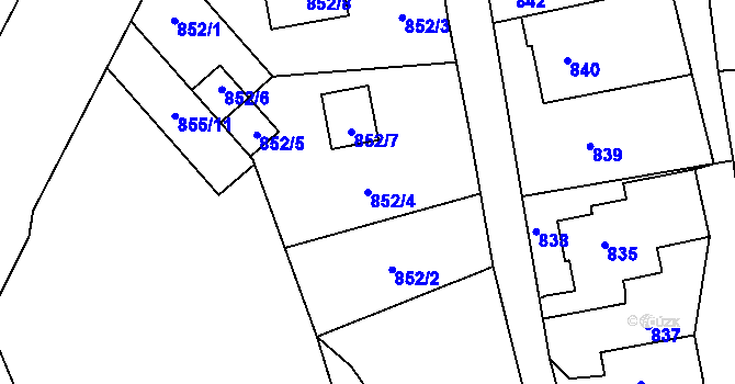 Parcela st. 852/4 v KÚ Vesec u Liberce, Katastrální mapa
