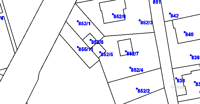 Parcela st. 852/5 v KÚ Vesec u Liberce, Katastrální mapa