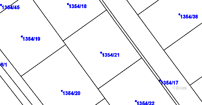 Parcela st. 1354/21 v KÚ Vesec u Liberce, Katastrální mapa